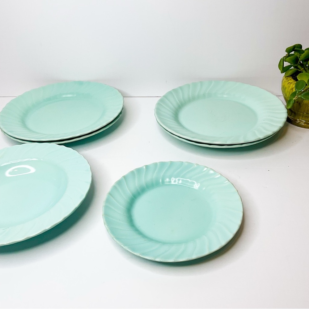 Vintage Franciscan Ware Mint Green Plate Set 6pc MCM